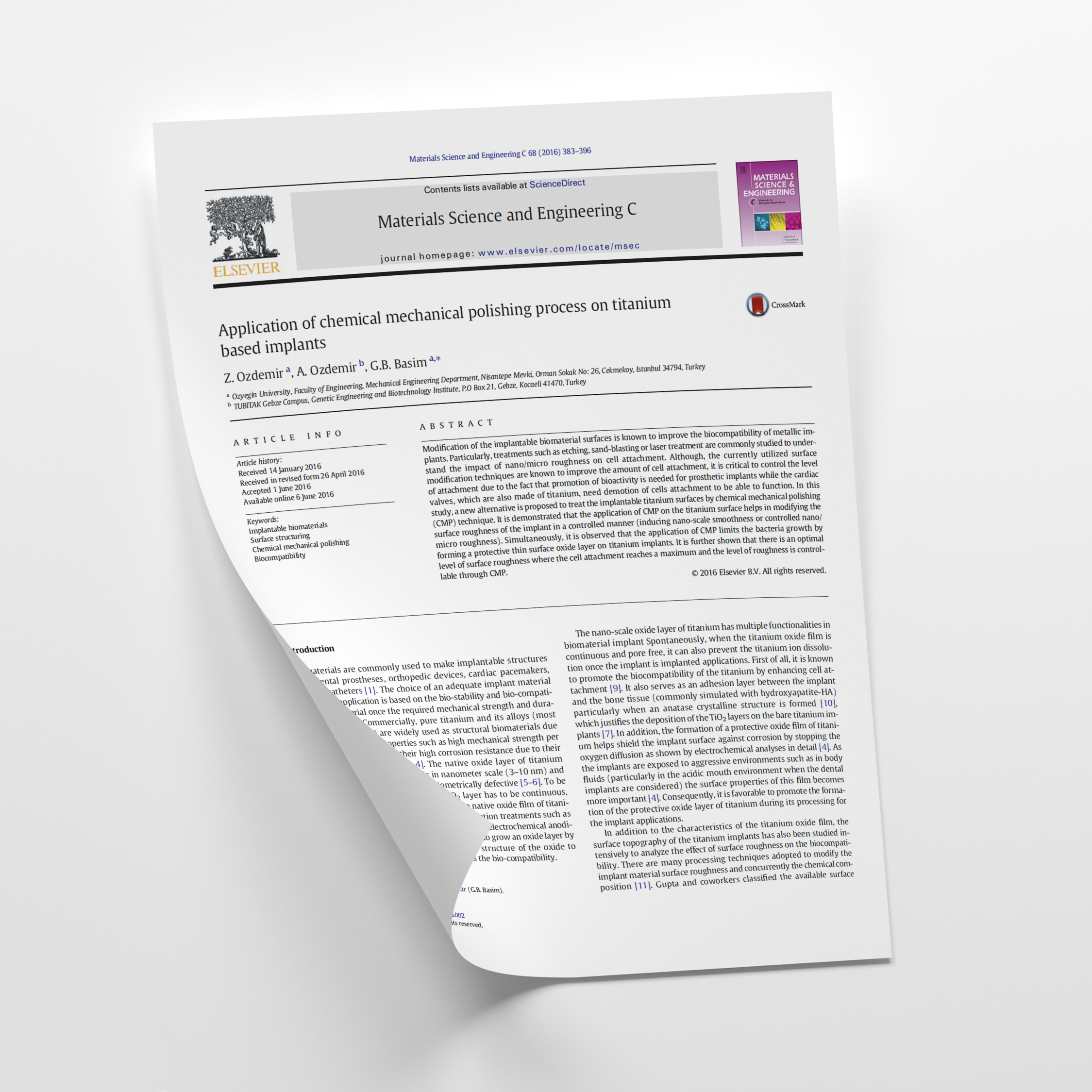 Application of chemical mechanical polishing process on titanium based implants