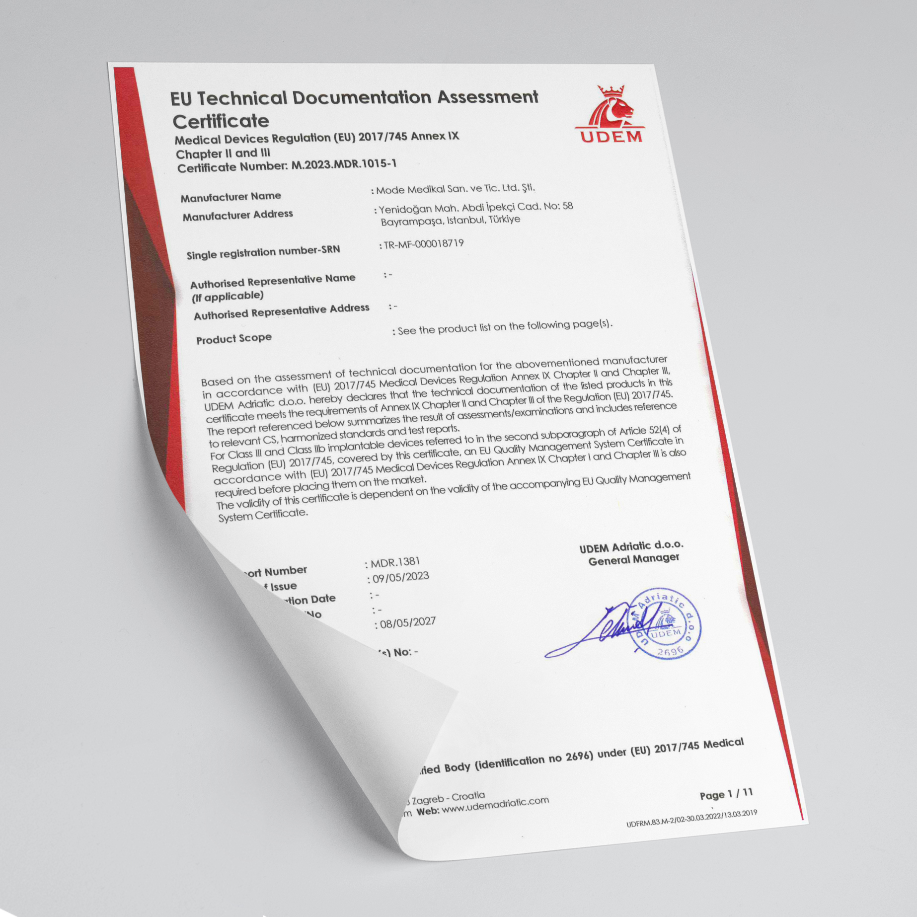 Mode Medikal MDR Certificate Chapter II-III